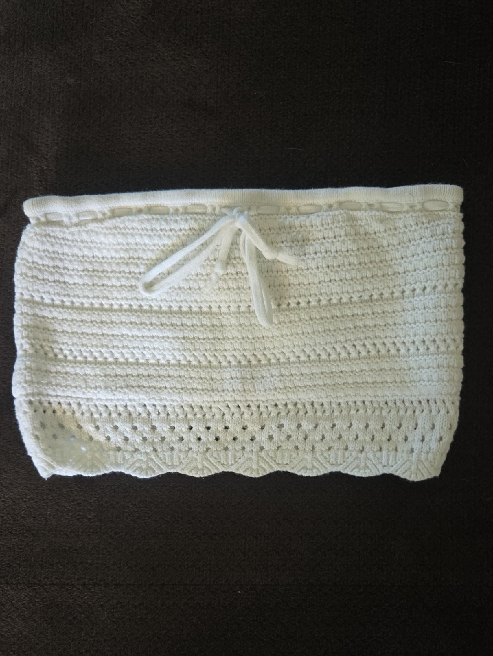 Hollister White Crochet Tube Top with Drawstring
